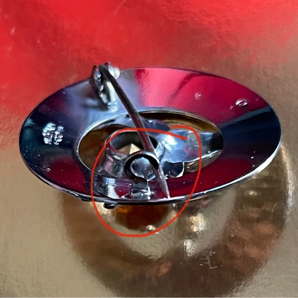 Mizpah Elk Silver Toned Faux Amber Brooch - Picture 5 of 6